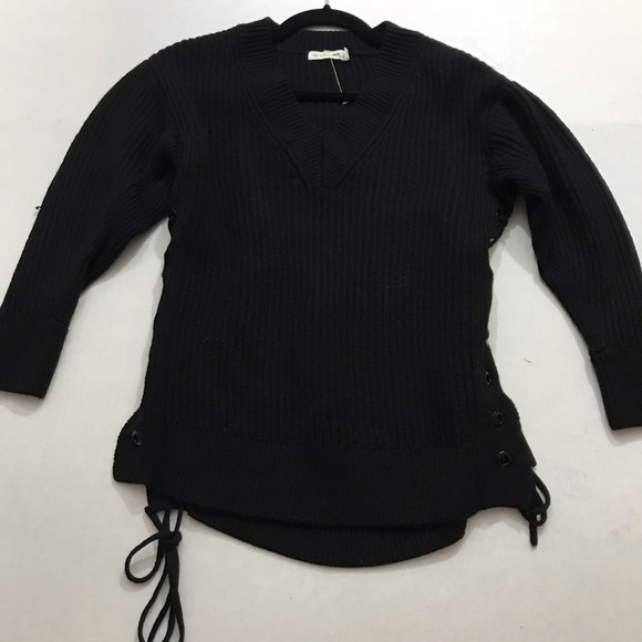 Rag & Bone Black Side Lace-Up Oversized Sweater - Picture 2 of 8
